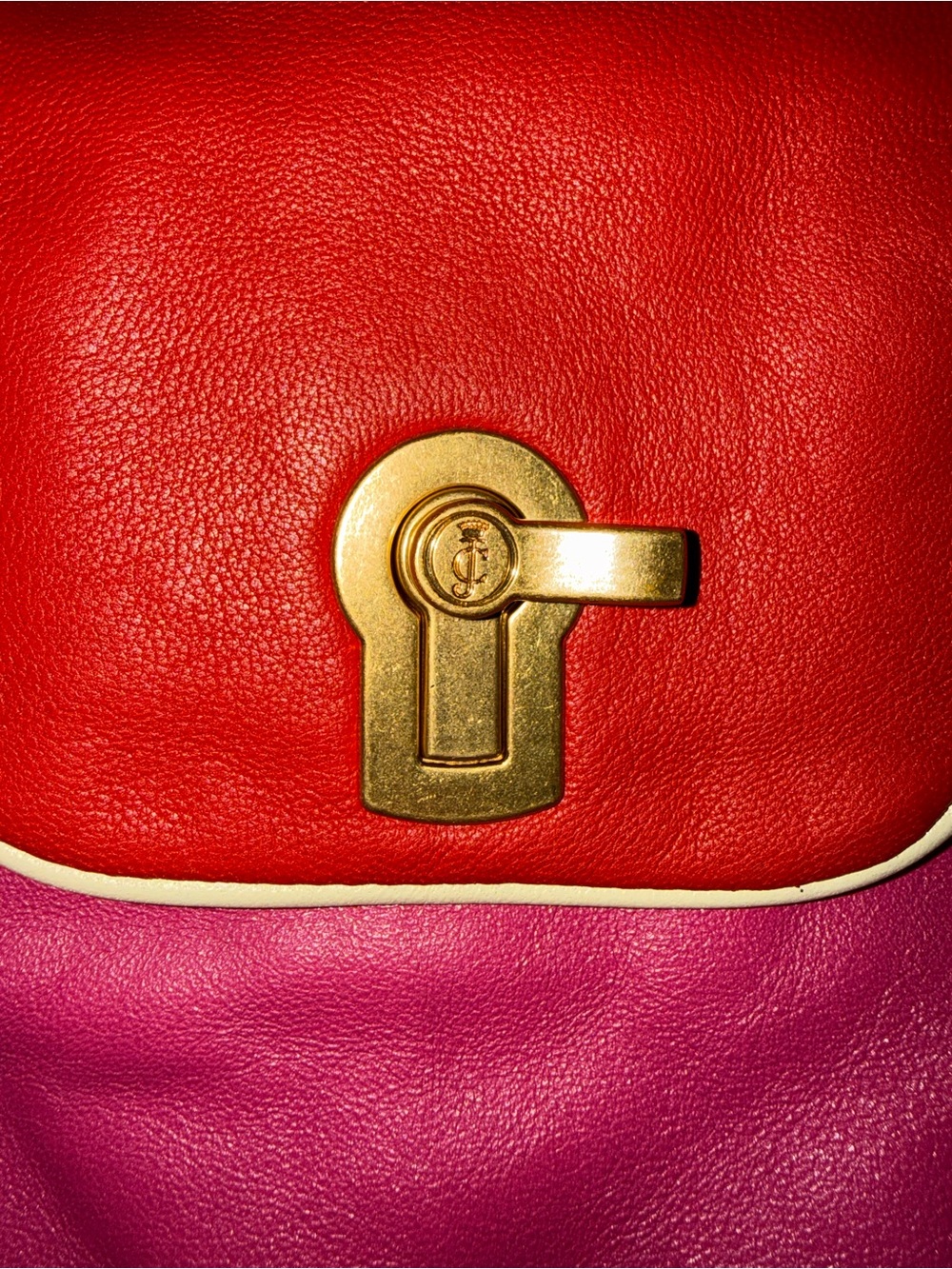 Women's Vintage Juicy Couture Pink Leather Tote with Cream Handles and Accents - Picture 3 of 11